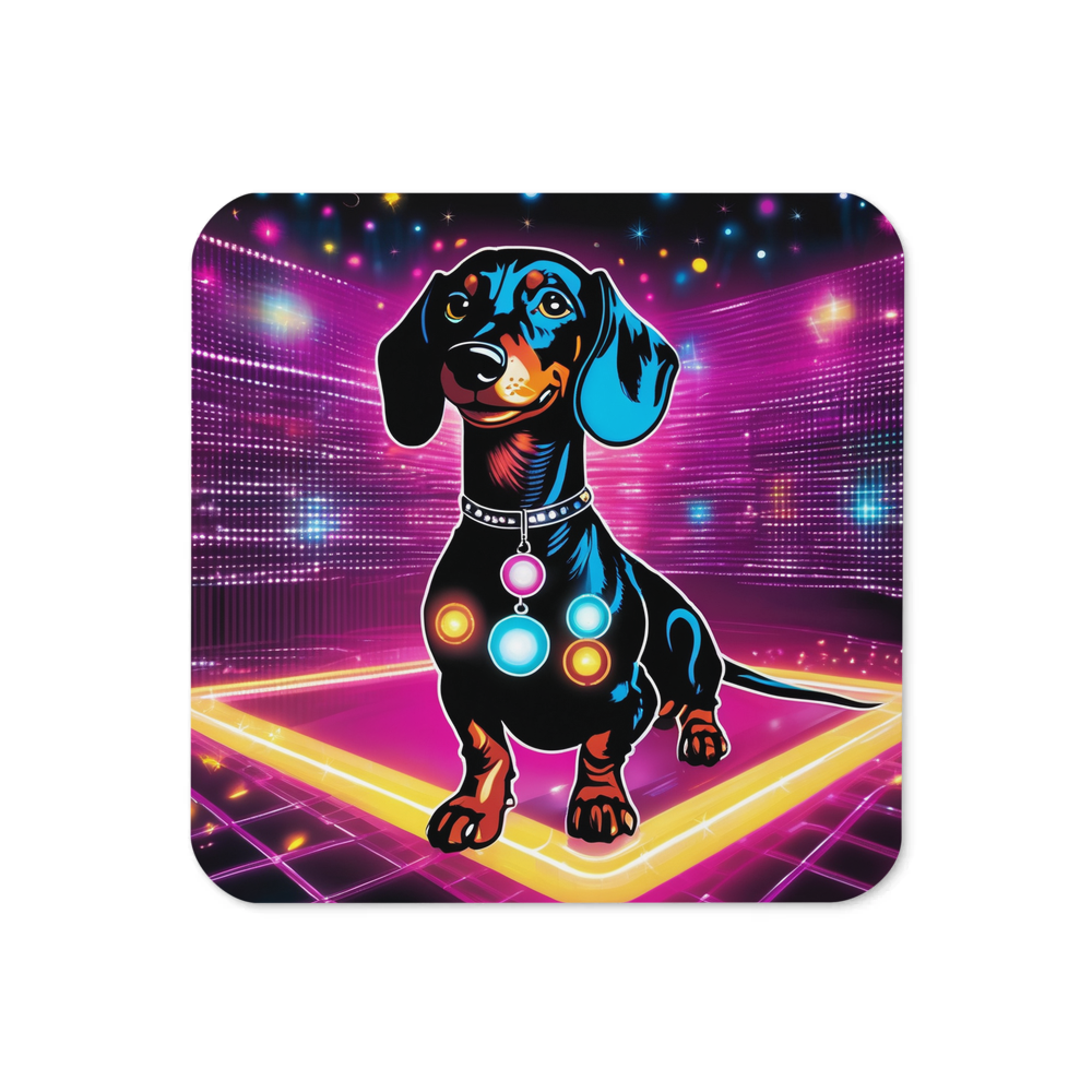 PugMug Custom Black Dachshund Coaster