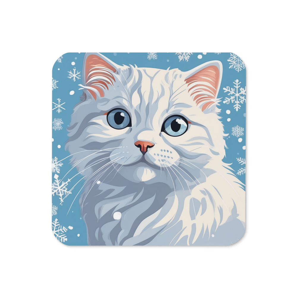 PugMug Custom White Scottish Fold Cat Coaster
