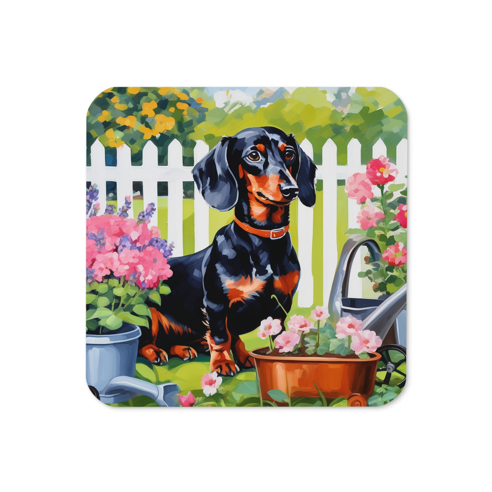 PugMug Custom Black Dachshund Coaster