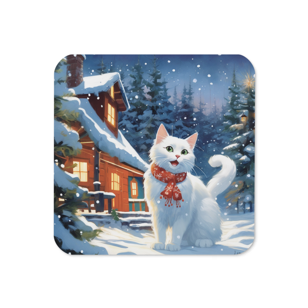 PugMug Custom White Companion Cat Coaster