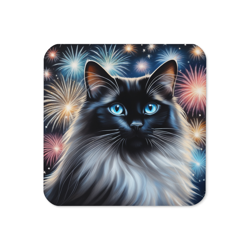 PugMug Custom Black Ragdoll Cat Coaster