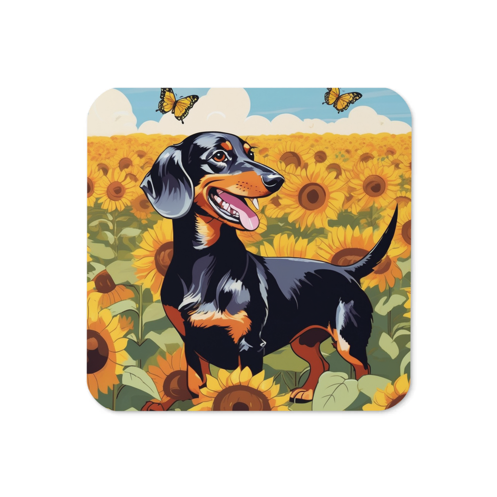PugMug Custom Black Dachshund Coaster