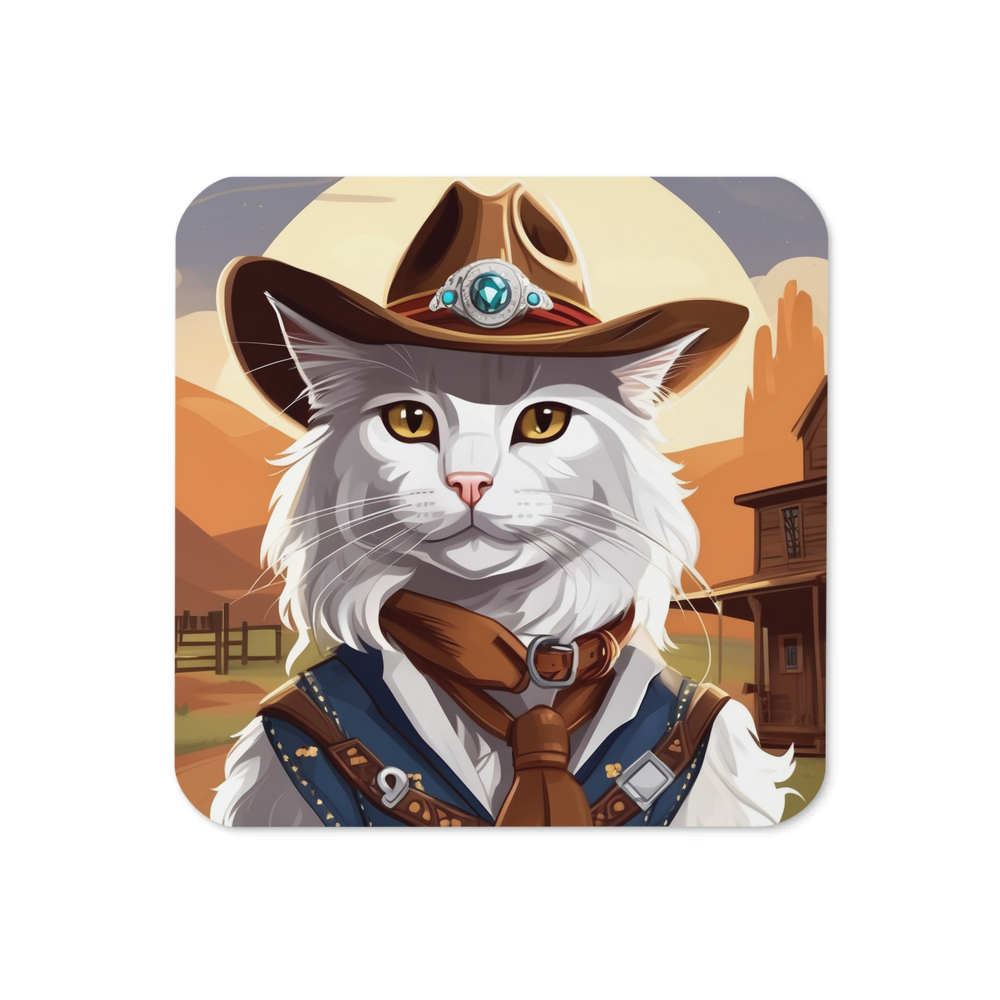 PugMug Custom White Maine Coon Cat Coaster