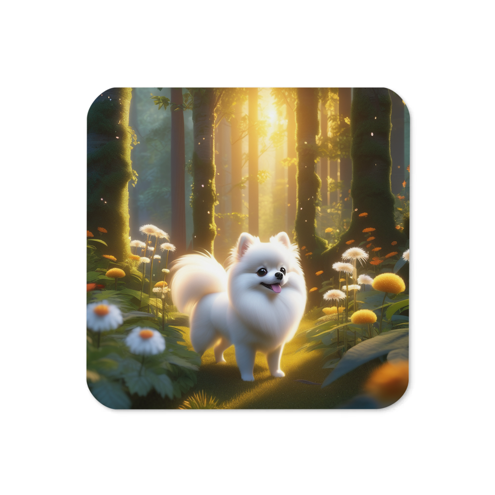 PugMug Custom White Pomeranian Coaster