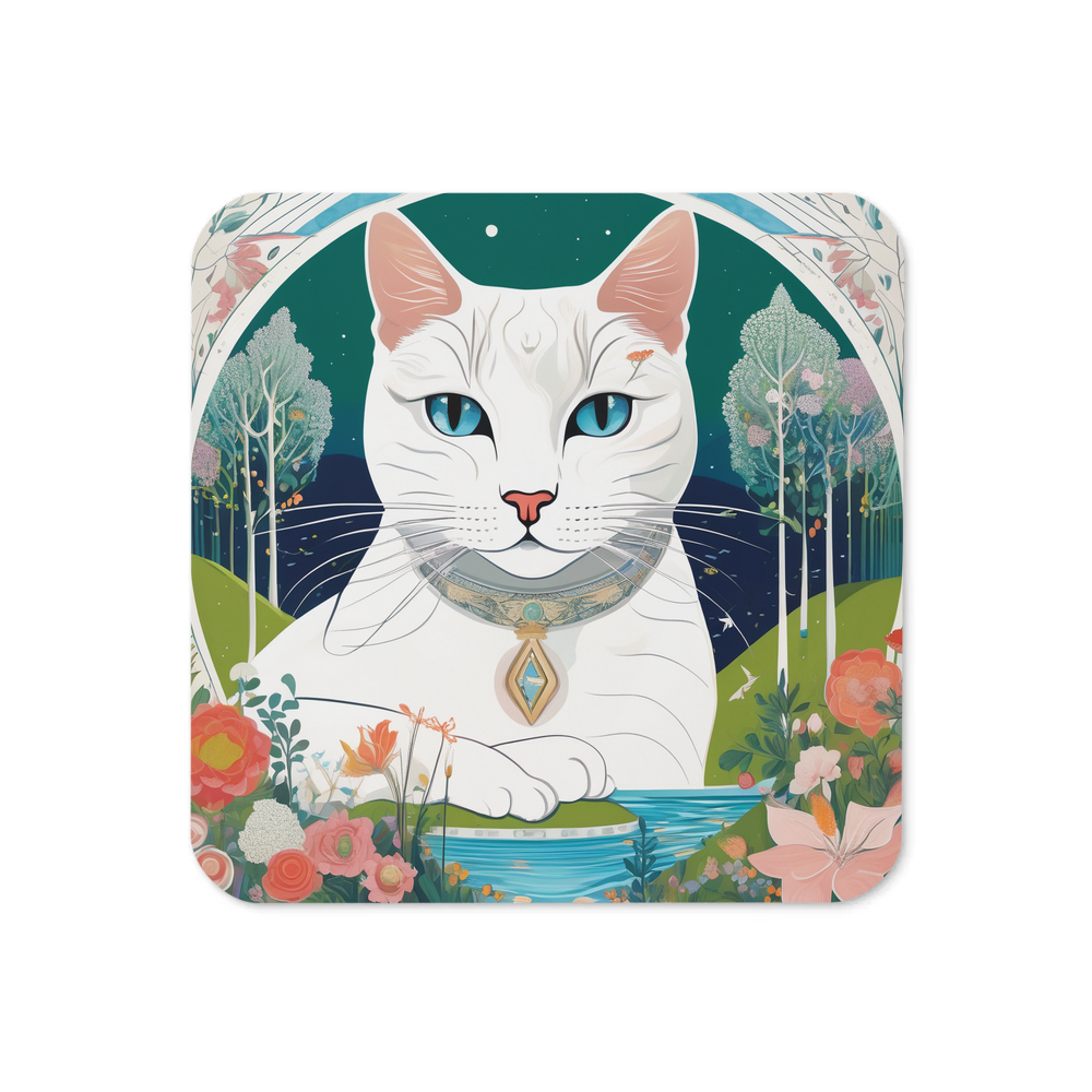 PugMug Custom White Companion Cat Coaster