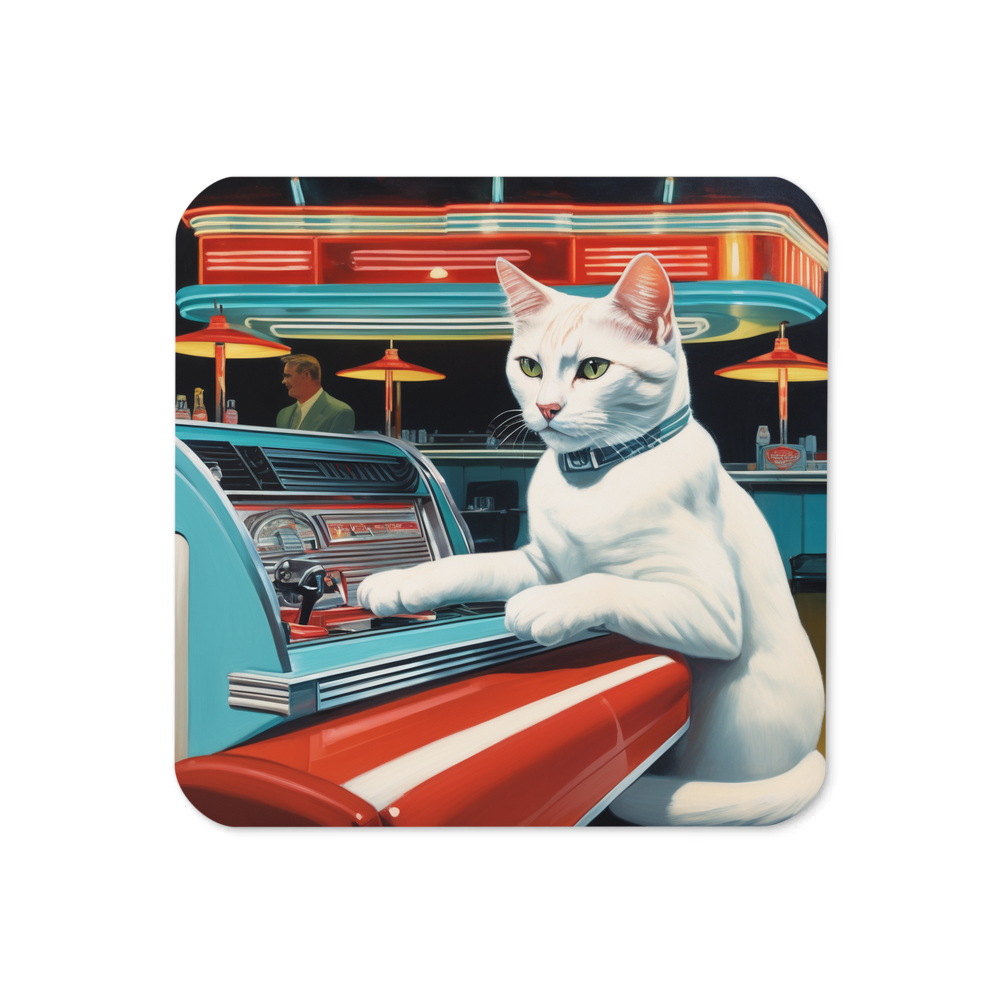 PugMug Custom White Companion Cat Coaster