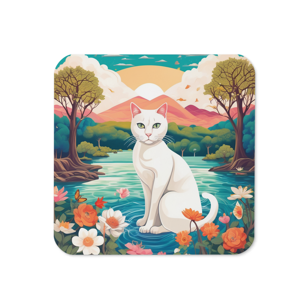 PugMug Custom White Companion Cat Coaster
