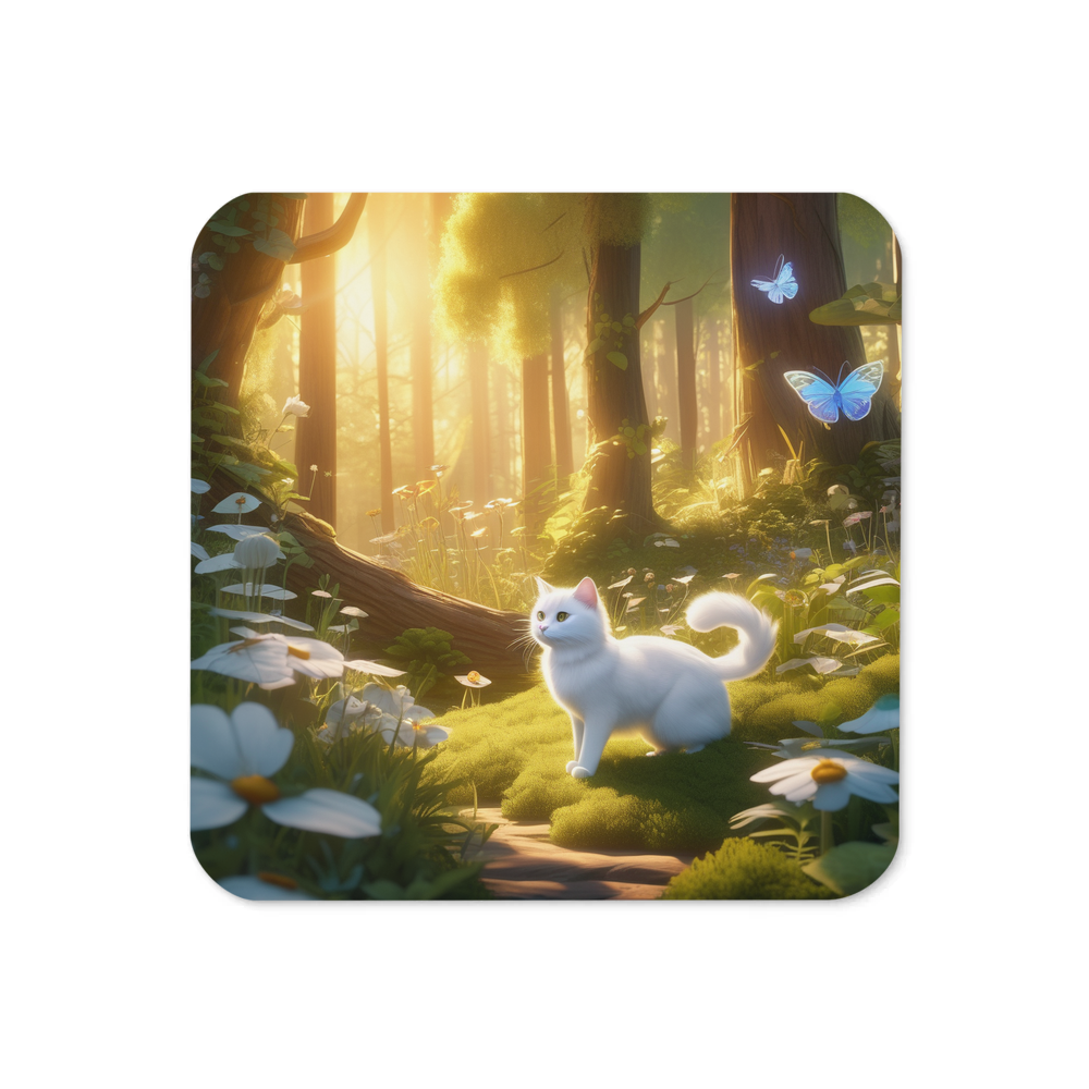 PugMug Custom White Companion Cat Coaster