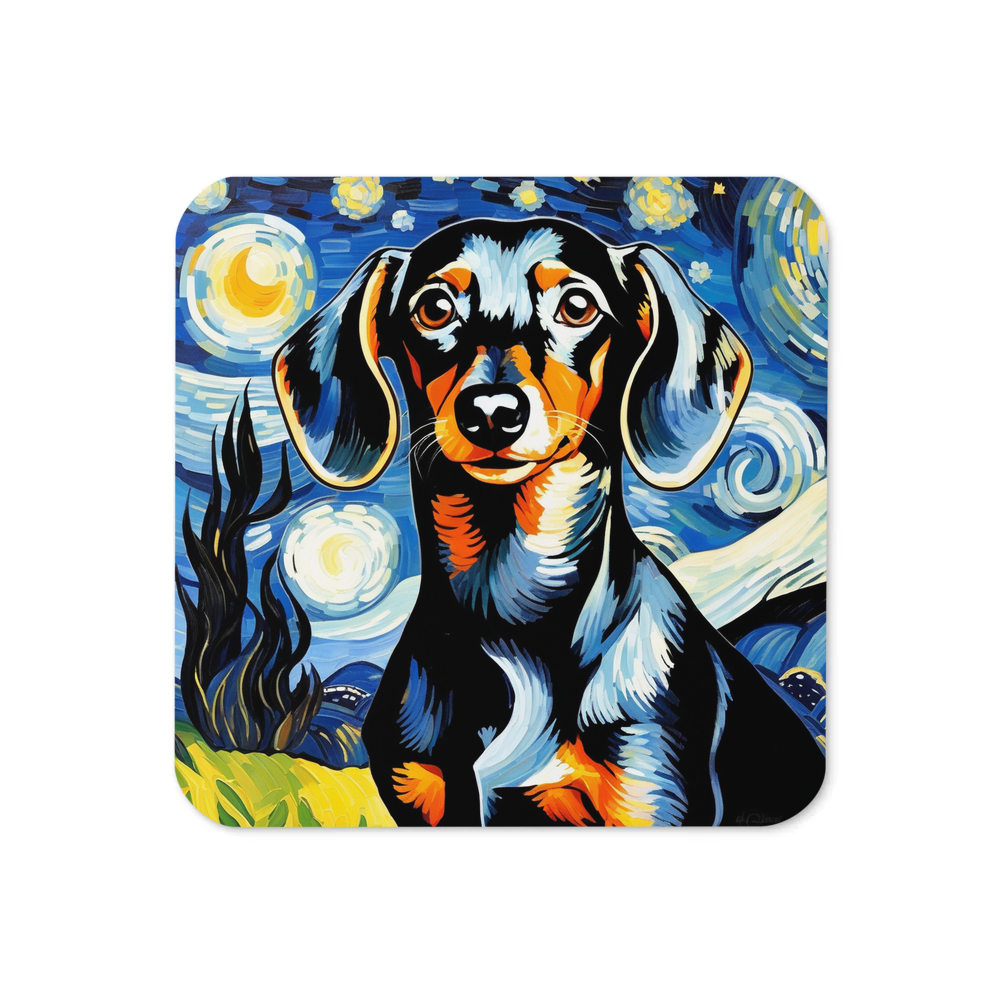 PugMug Custom Black Dachshund Coaster