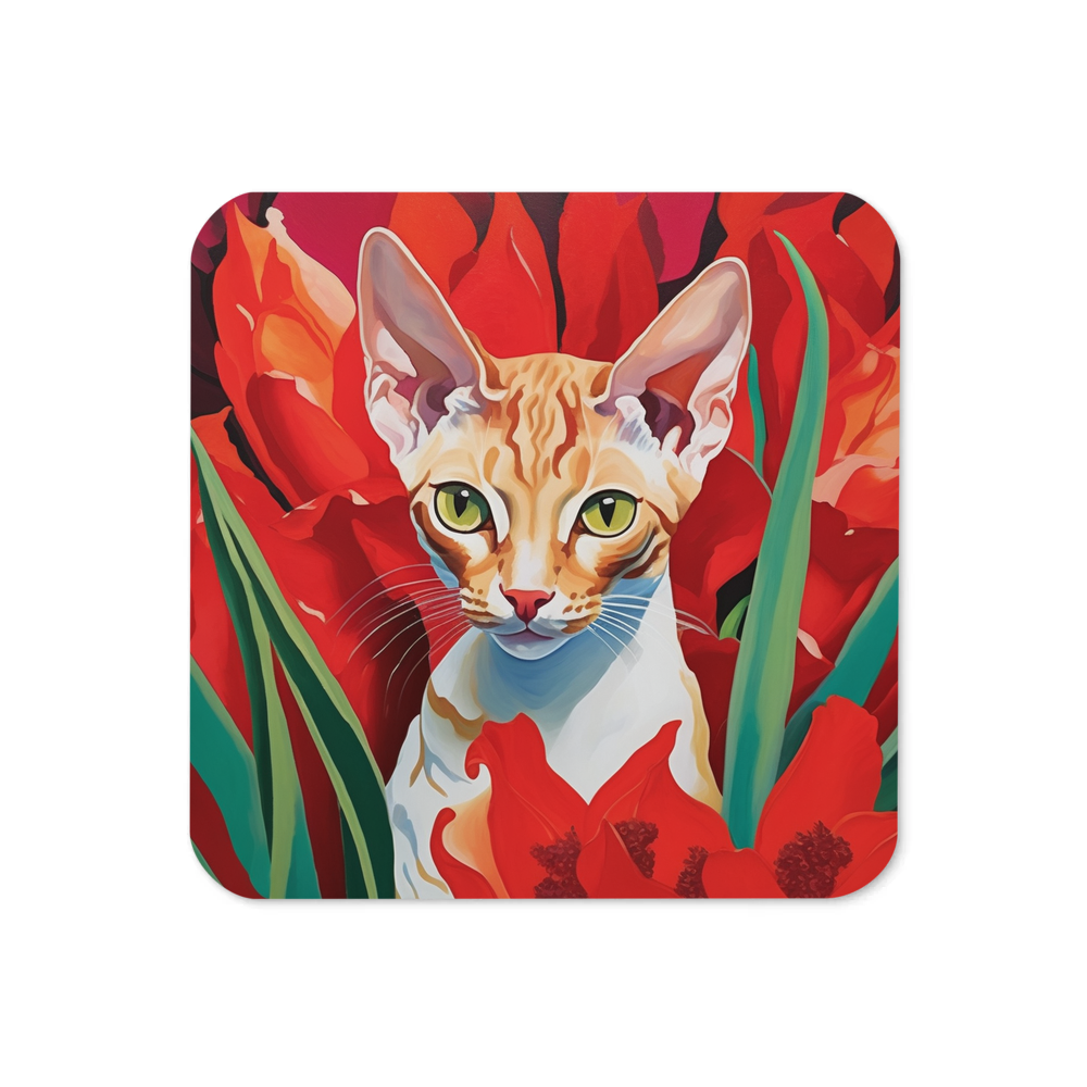PugMug Custom Tabby Devon Rex Cat Coaster