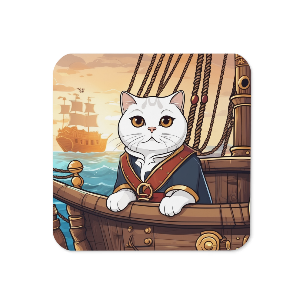 PugMug Custom White Scottish Fold Cat Coaster