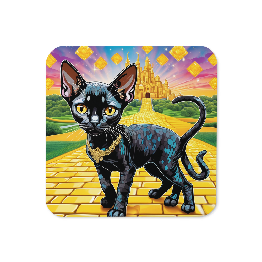 PugMug Custom Black Devon Rex Cat Coaster
