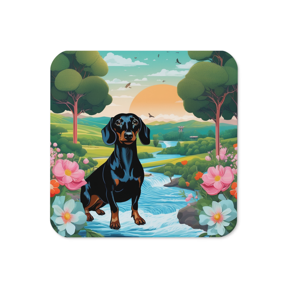 PugMug Custom Black Dachshund Coaster