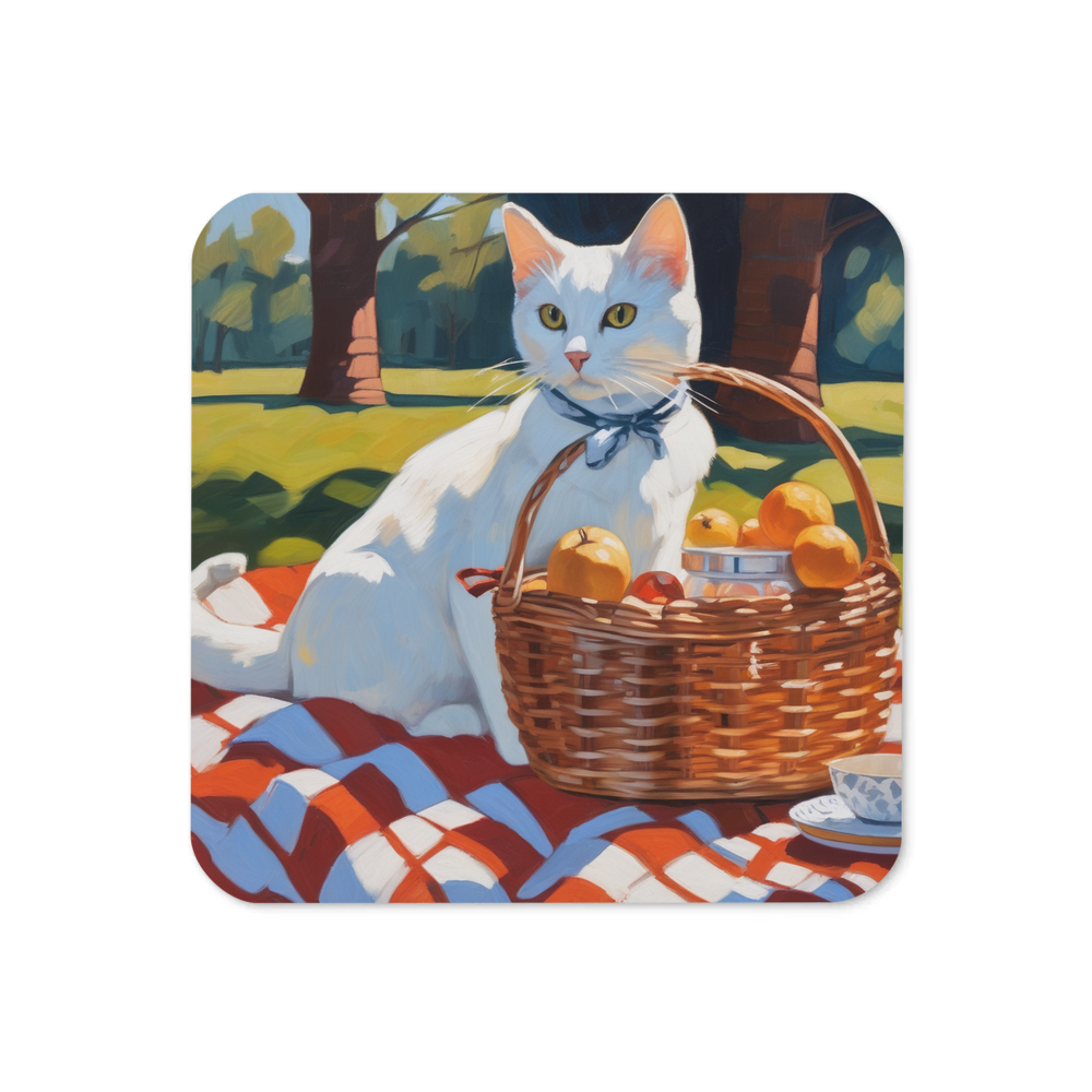 PugMug Custom White Companion Cat Coaster
