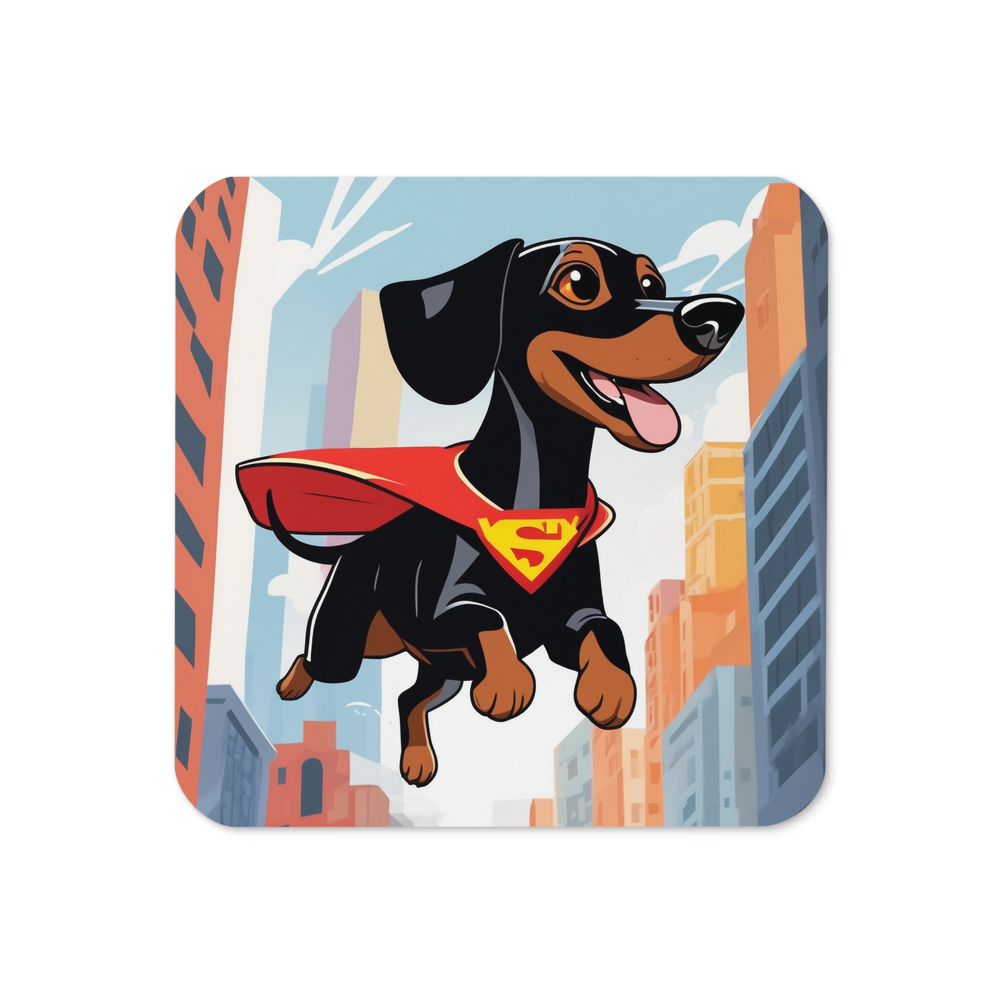 PugMug Custom Black Dachshund Coaster
