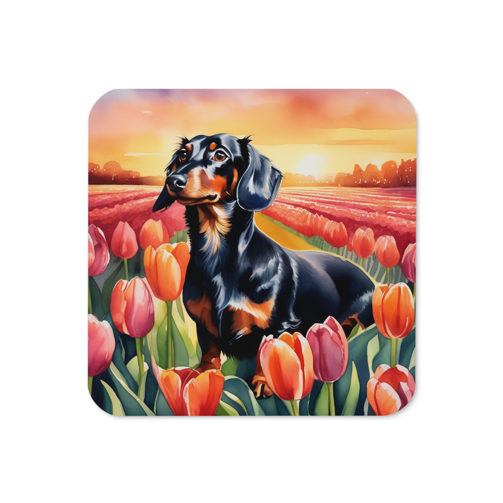 PugMug Custom Black Dachshund Coaster