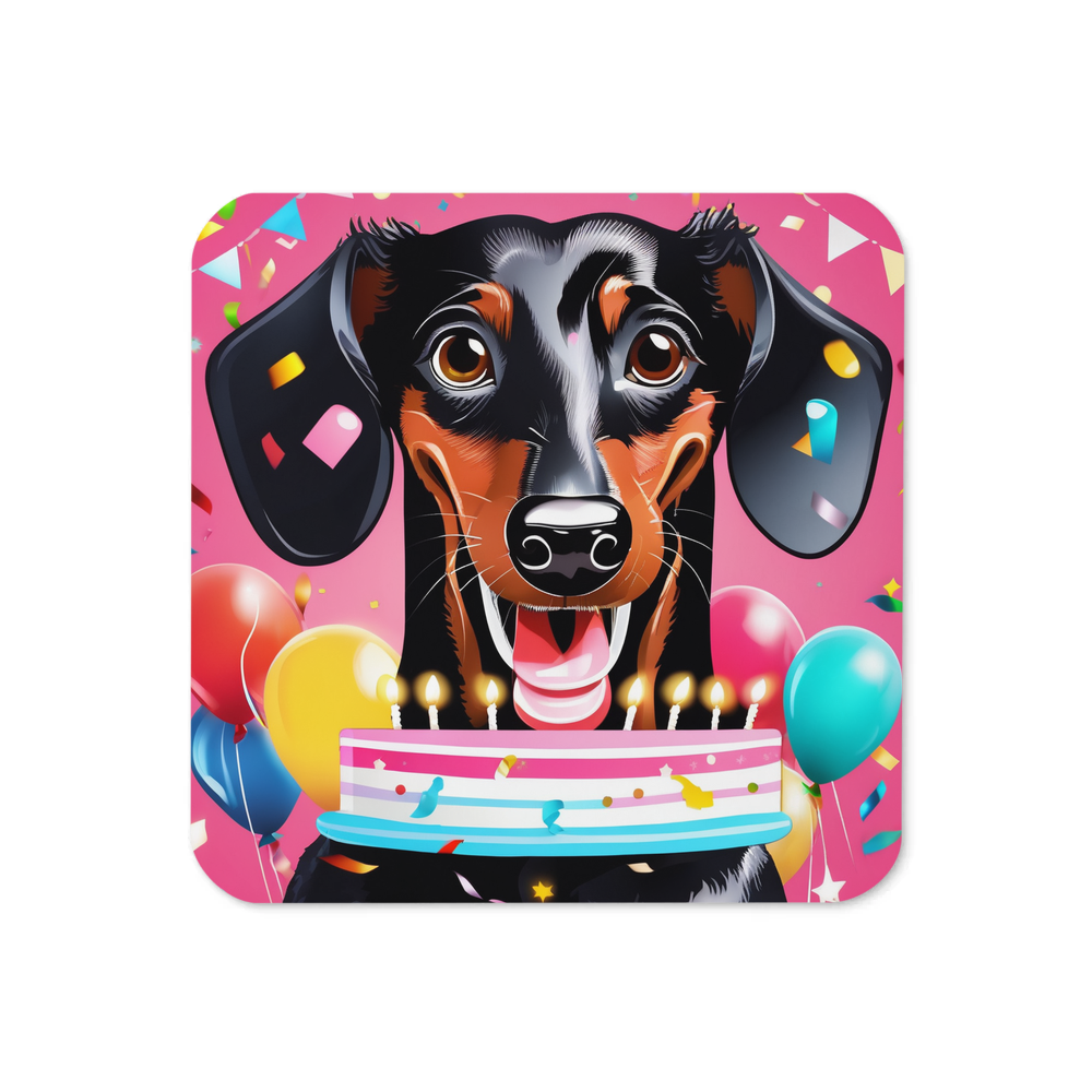 PugMug Custom Black Dachshund Coaster