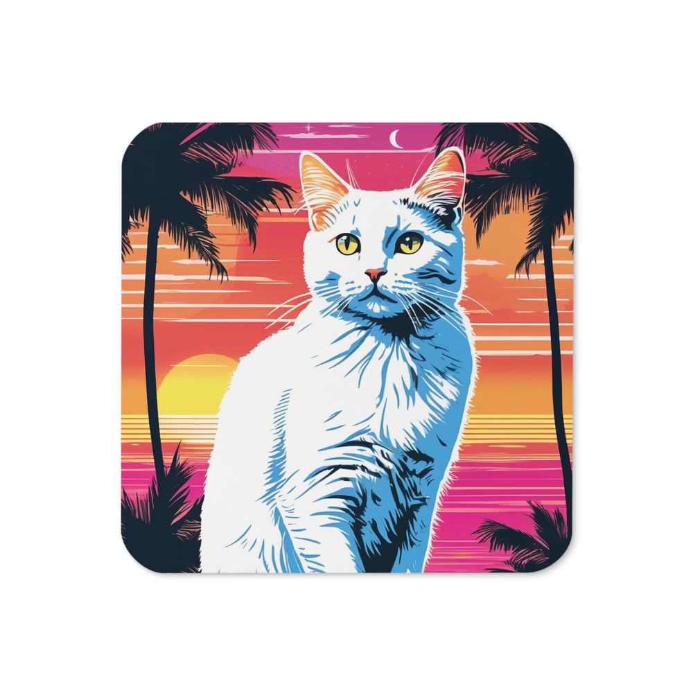 PugMug Custom White Companion Cat Coaster
