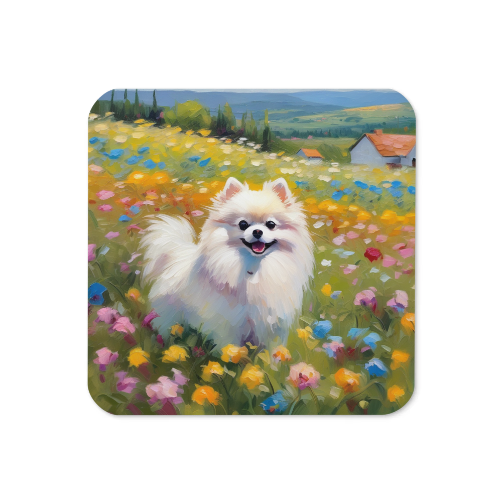 PugMug Custom White Pomeranian Coaster