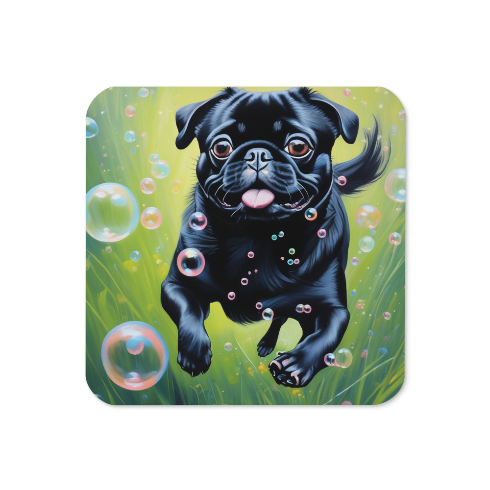 PugMug Custom Black Pug Coaster