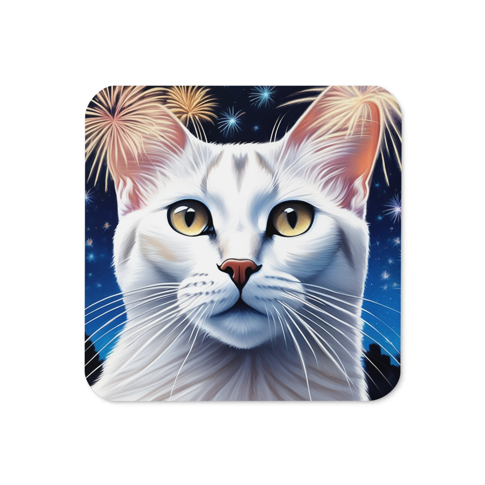 PugMug Custom White Abyssinian Cat Coaster