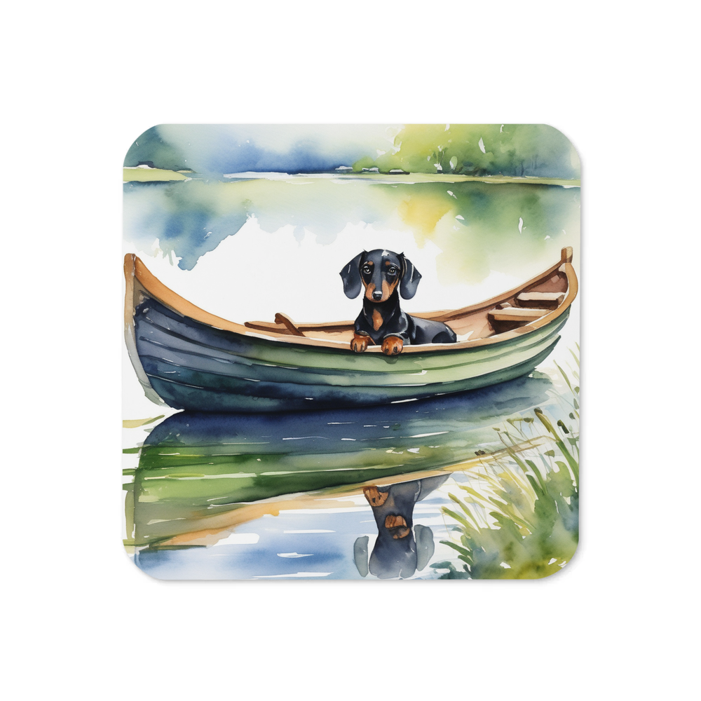 PugMug Custom Black Dachshund Coaster