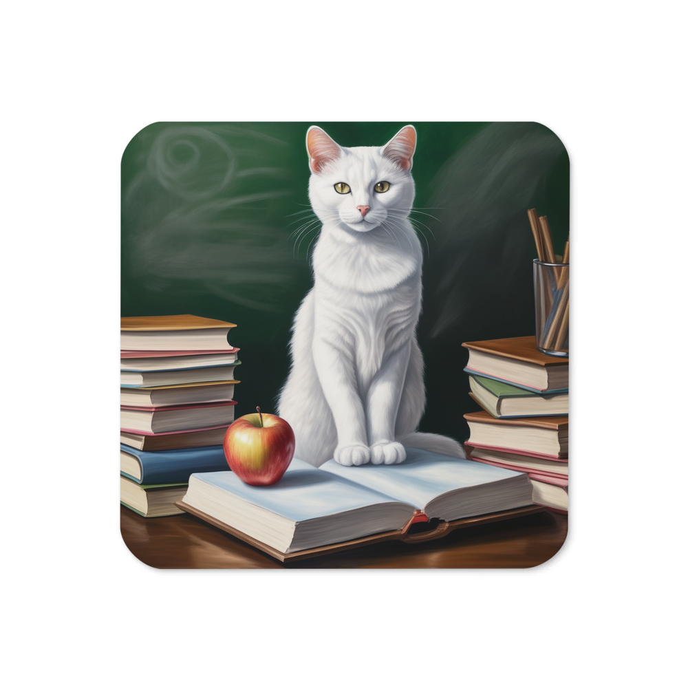 PugMug Custom White Companion Cat Coaster