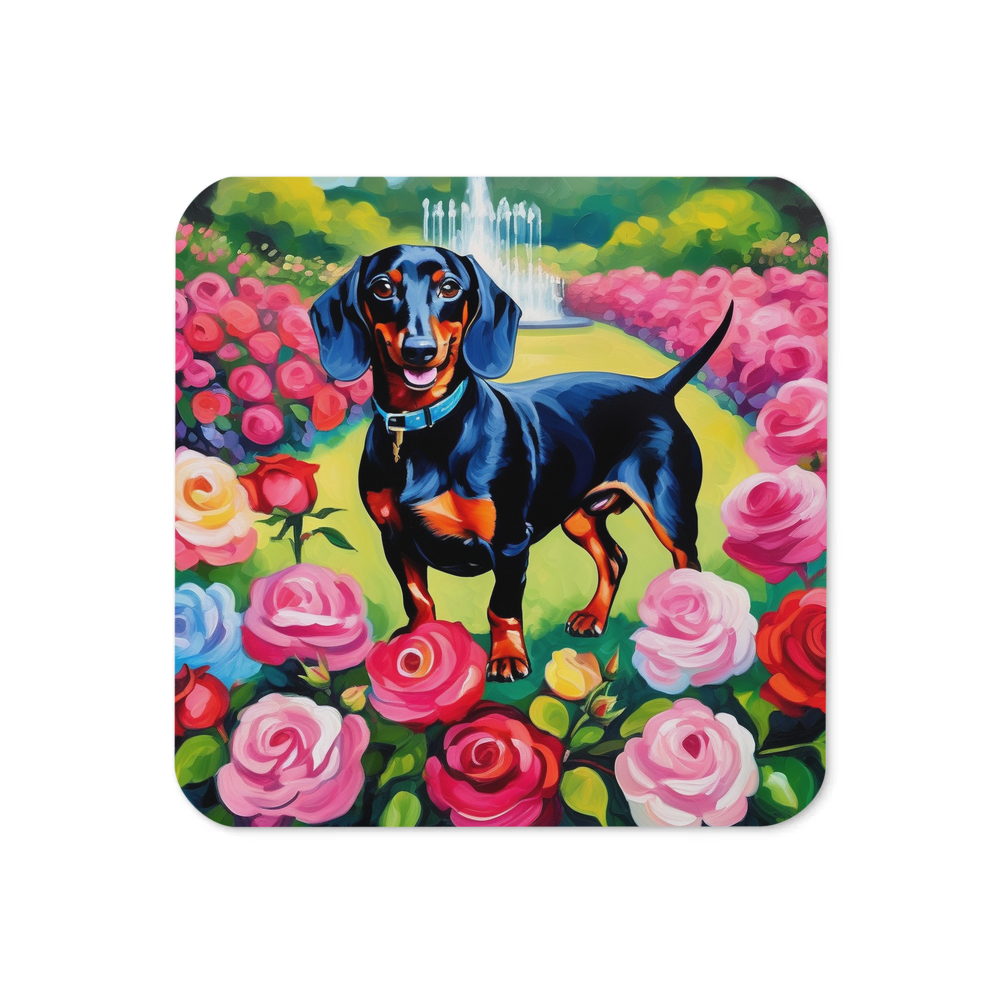 PugMug Custom Black Dachshund Coaster