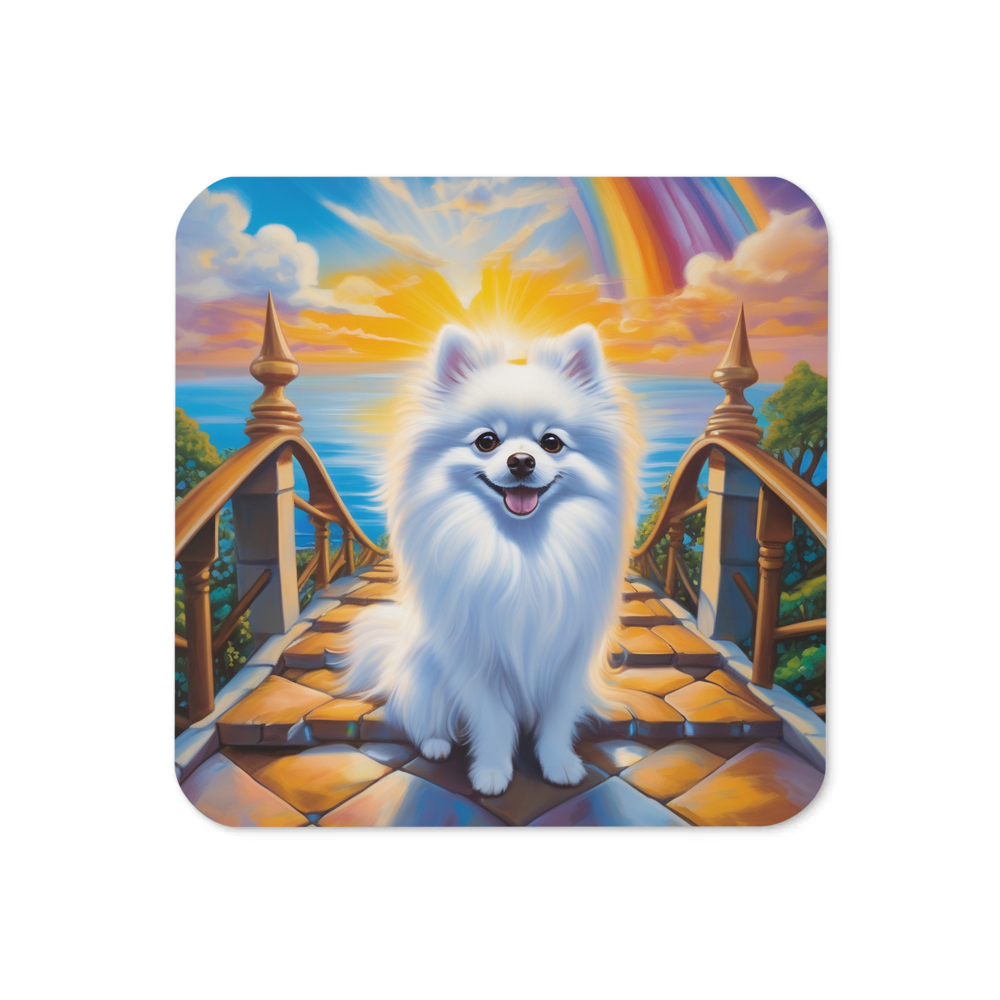PugMug Custom White Pomeranian Coaster