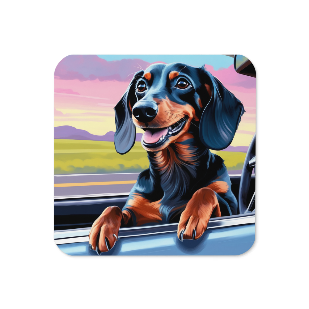 PugMug Custom Black Dachshund Coaster