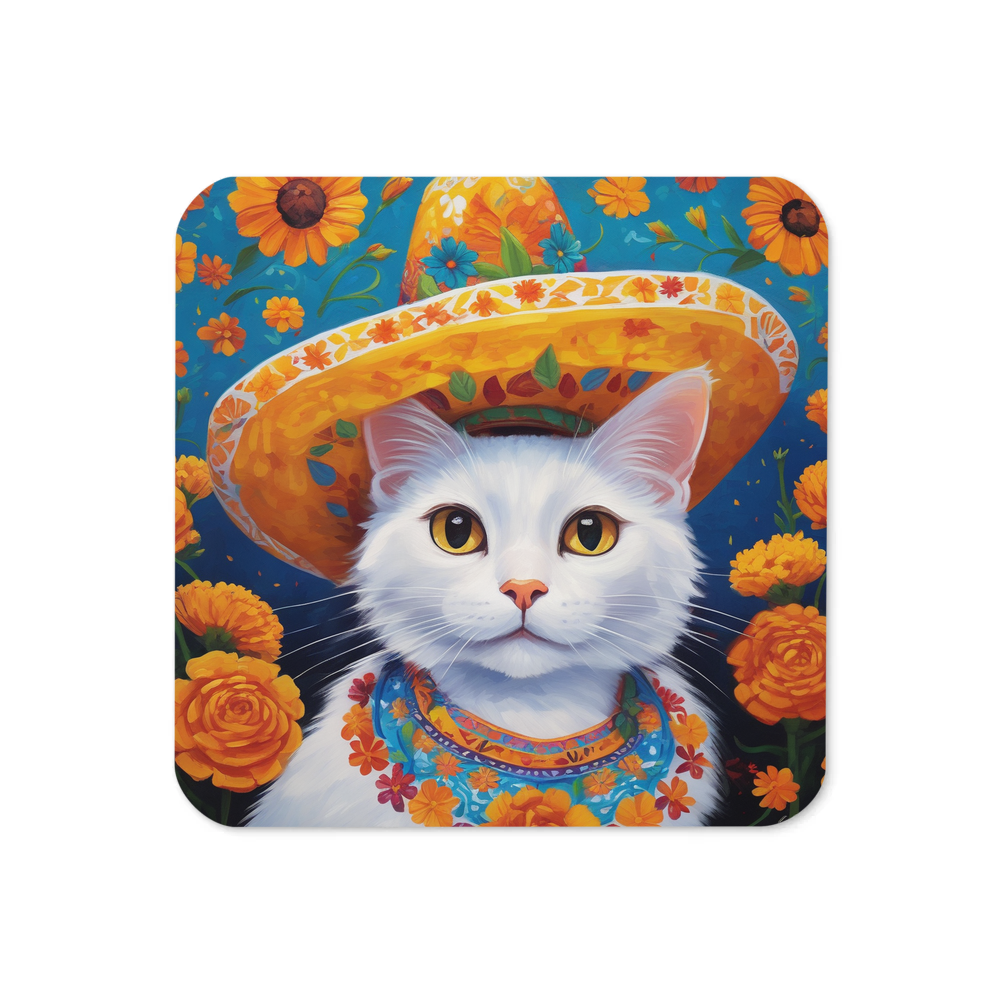 PugMug Custom White Companion Cat Coaster