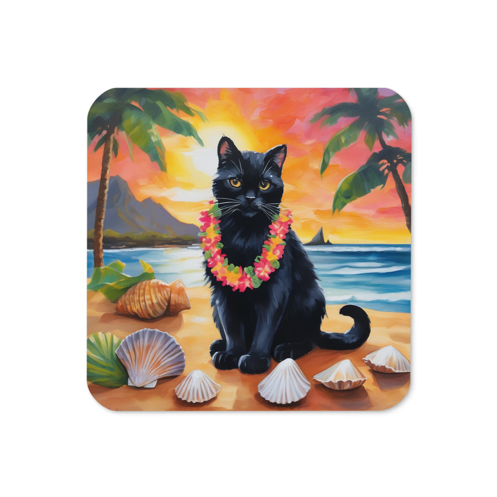 PugMug Custom Black Exotic Cat Coaster