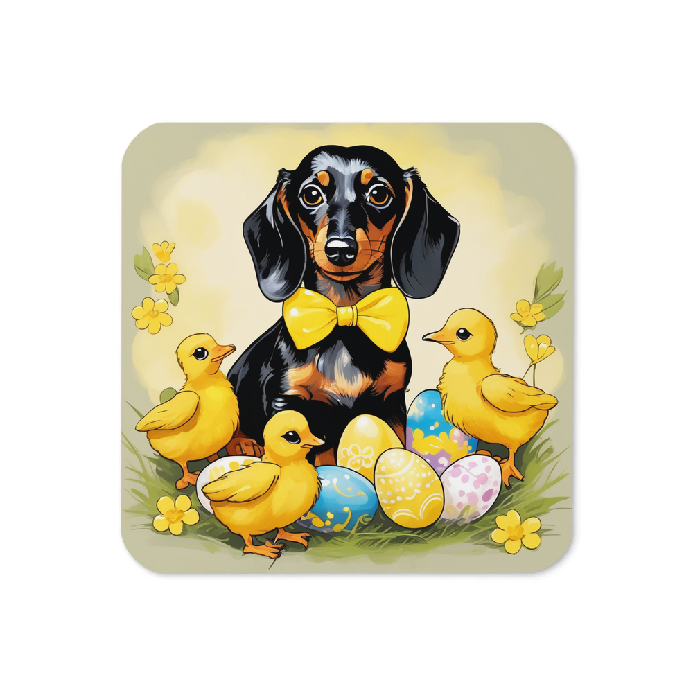 PugMug Custom Black Dachshund Coaster