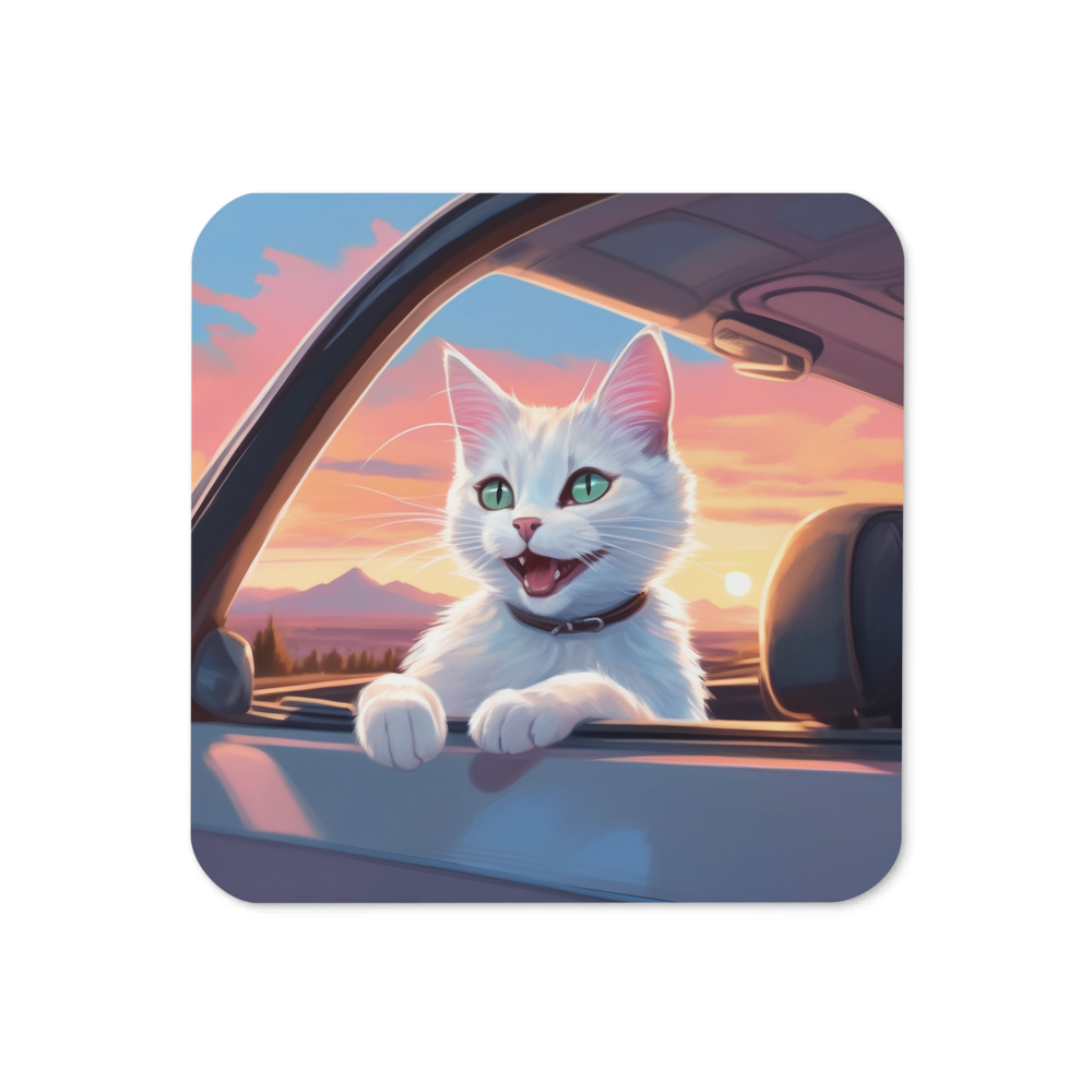 PugMug Custom White Companion Cat Coaster