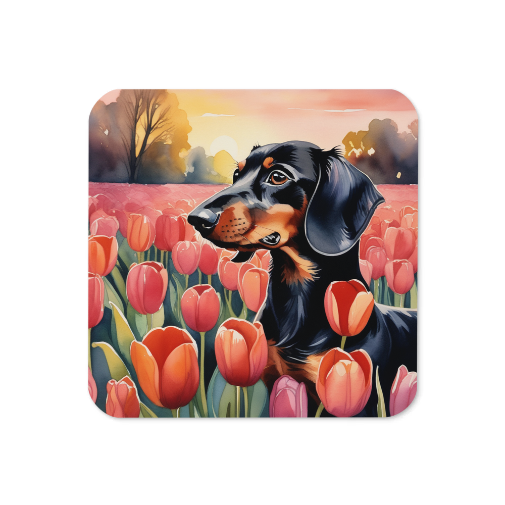 PugMug Custom Black Dachshund Coaster