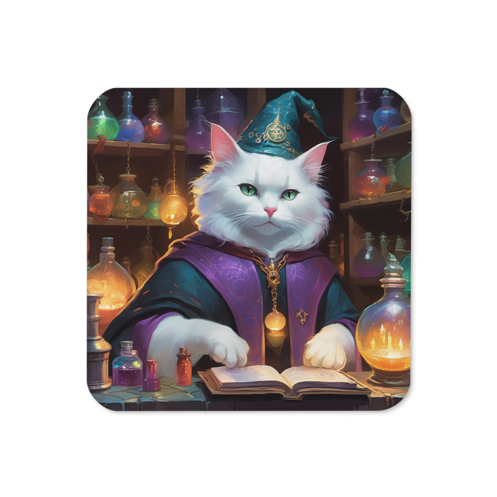 PugMug Custom White Companion Cat Coaster