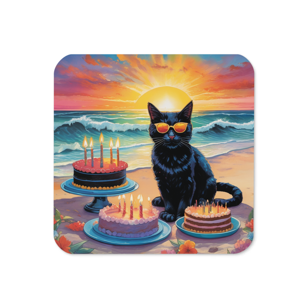 PugMug Custom Black Companion Cat Coaster