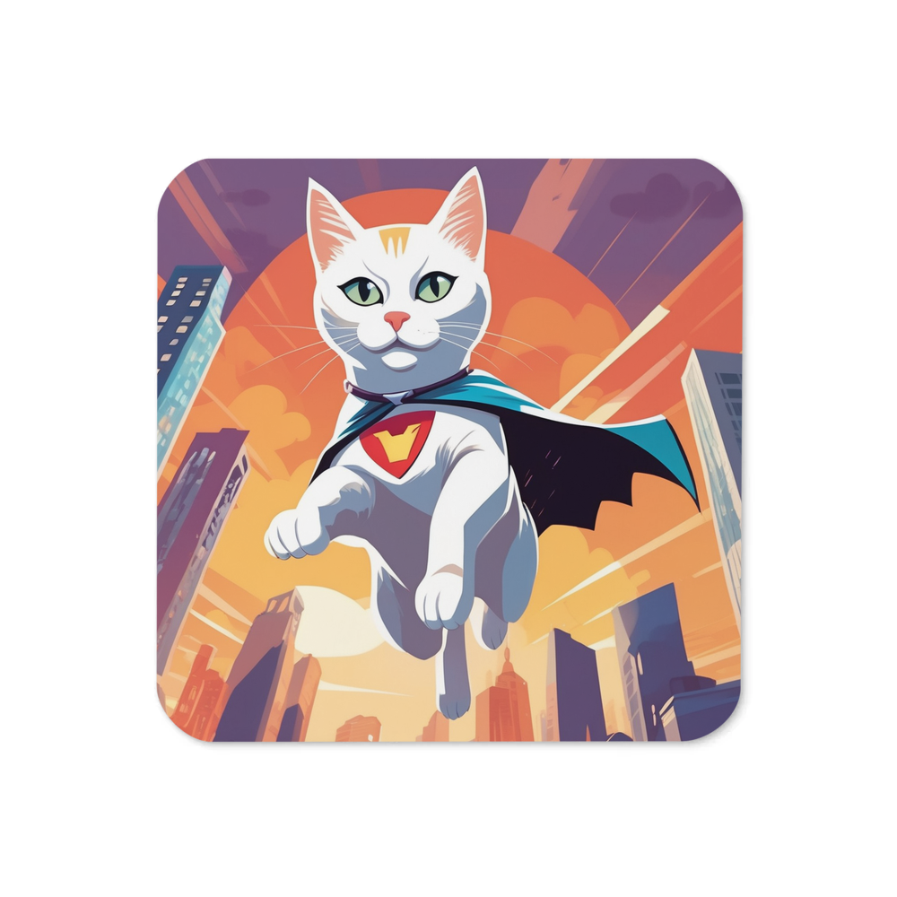 PugMug Custom White Companion Cat Coaster