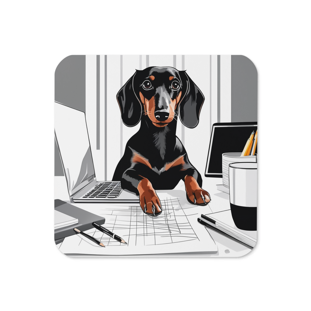 PugMug Custom Black Dachshund Coaster