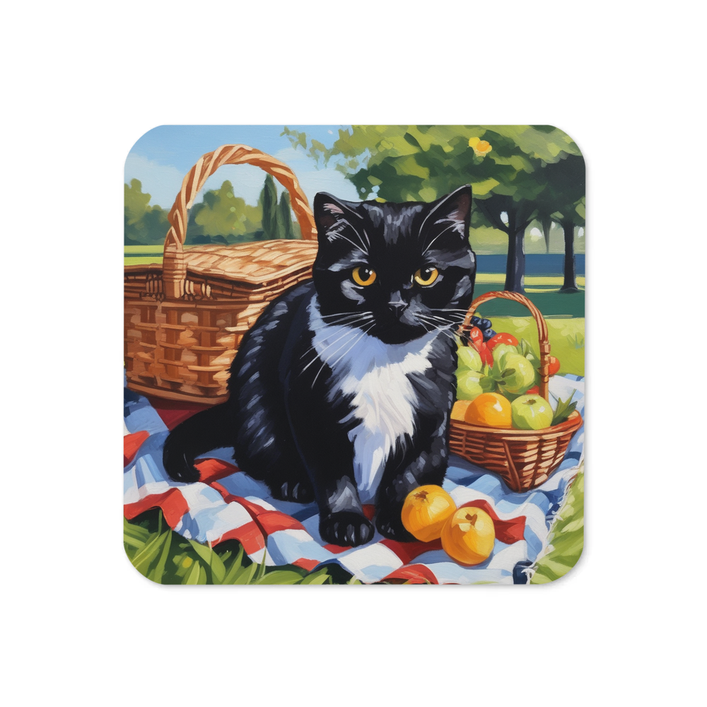 PugMug Custom Black Scottish Fold Cat Coaster