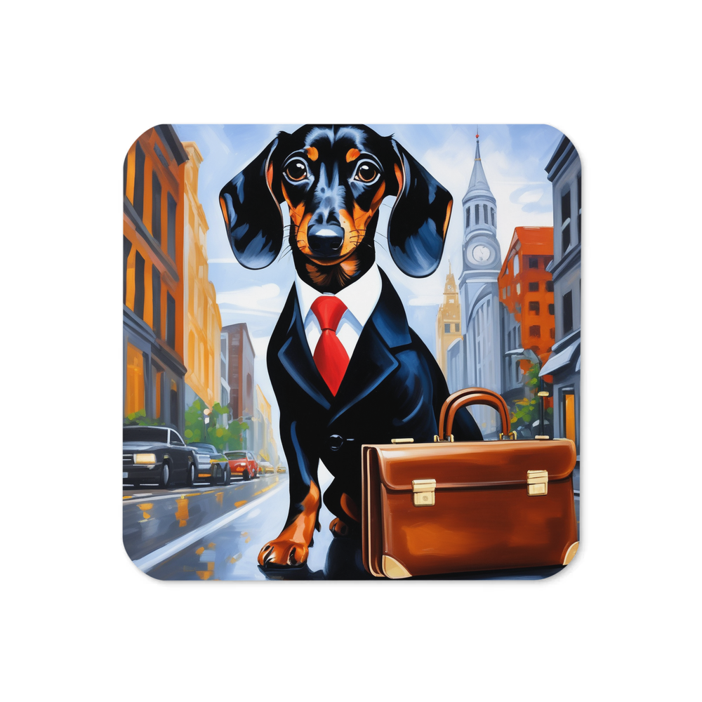 PugMug Custom Black Dachshund Coaster