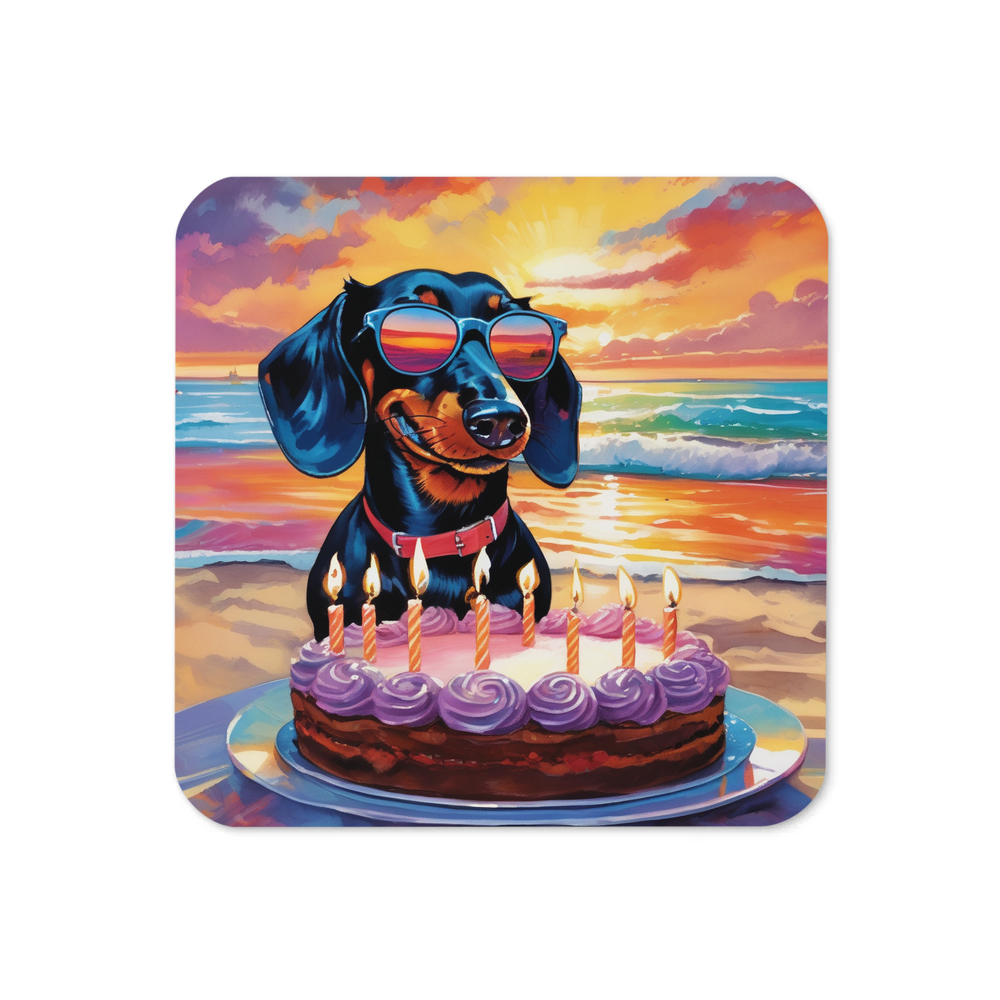 PugMug Custom Black Dachshund Coaster