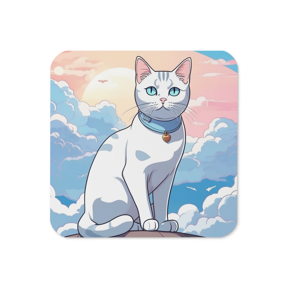 PugMug Custom White American Shorthair Cat Coaster
