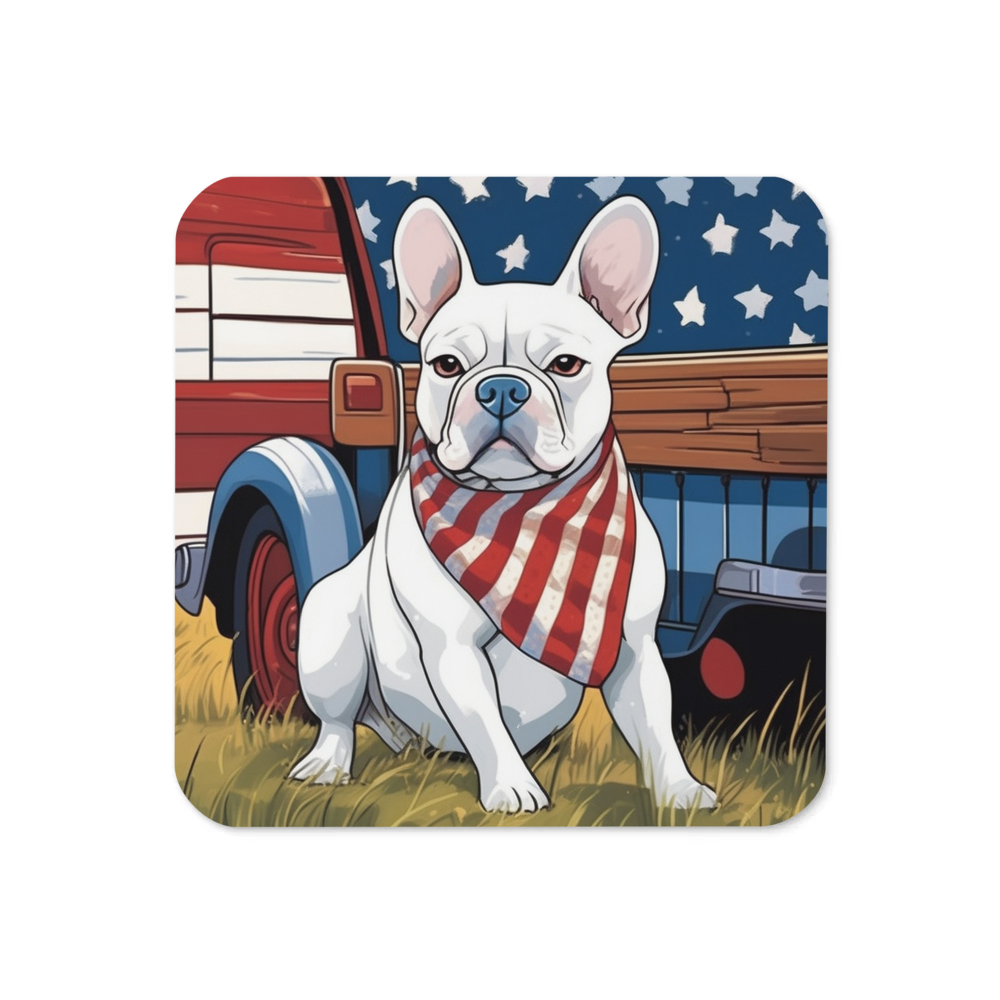 PugMug Custom White French Bulldog Coaster