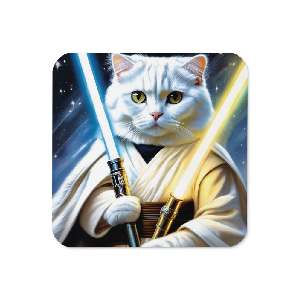 PugMug Custom White Scottish Fold Cat Coaster