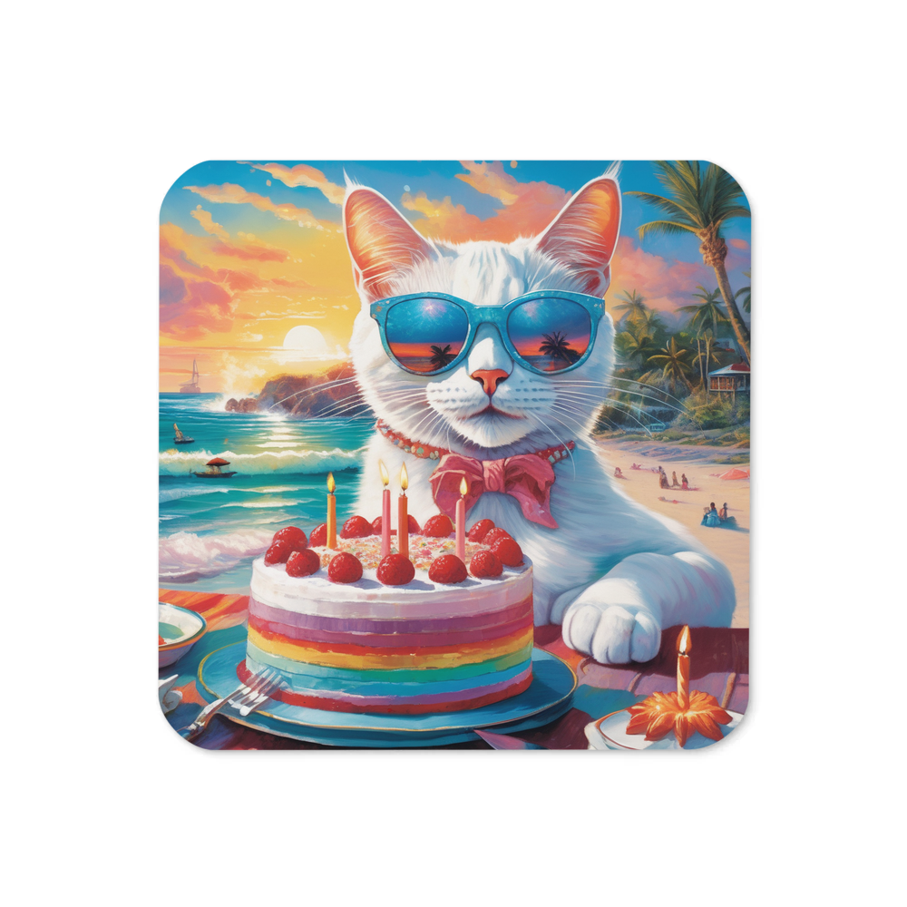 PugMug Custom White Companion Cat Coaster