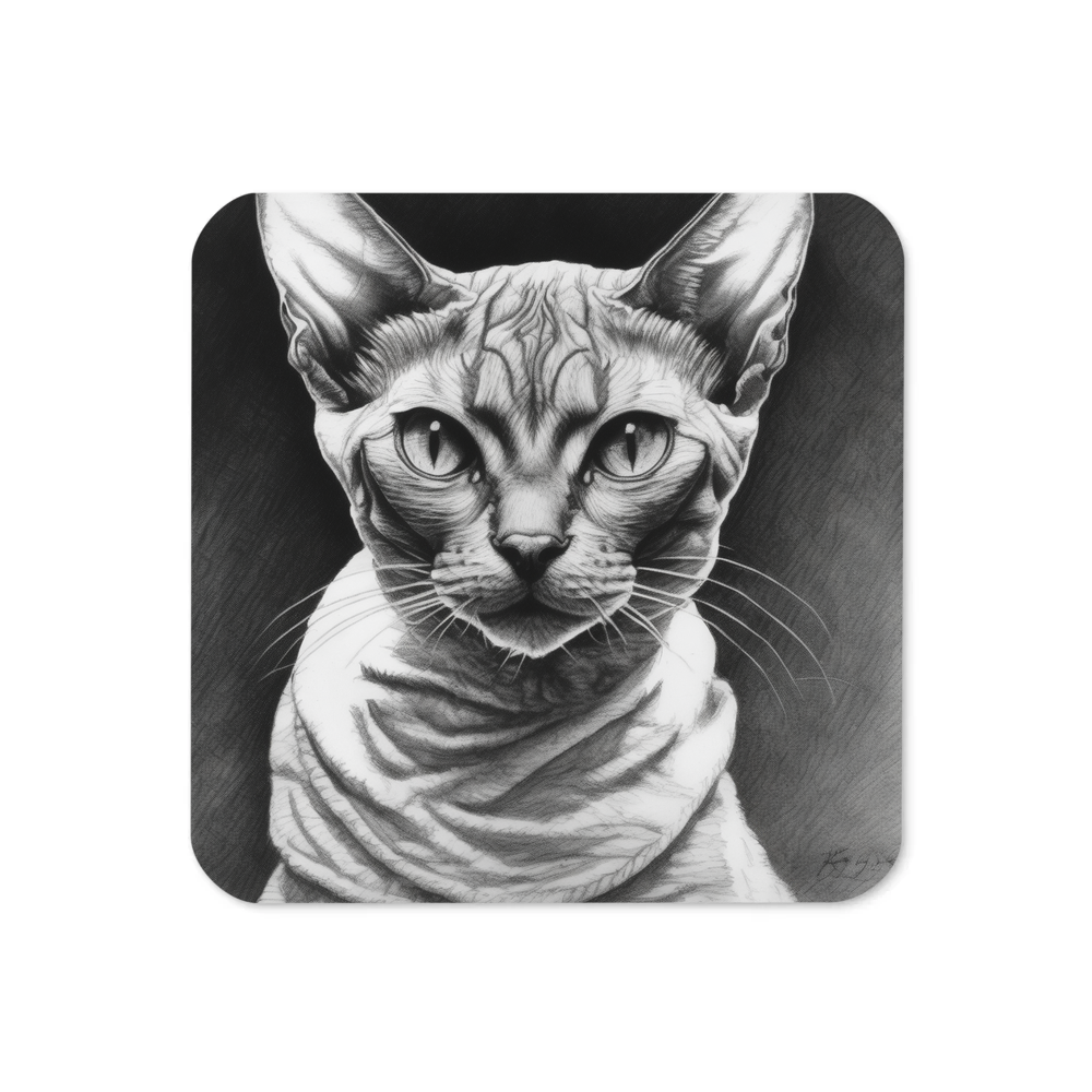 PugMug Custom Tabby Devon Rex Cat Coaster