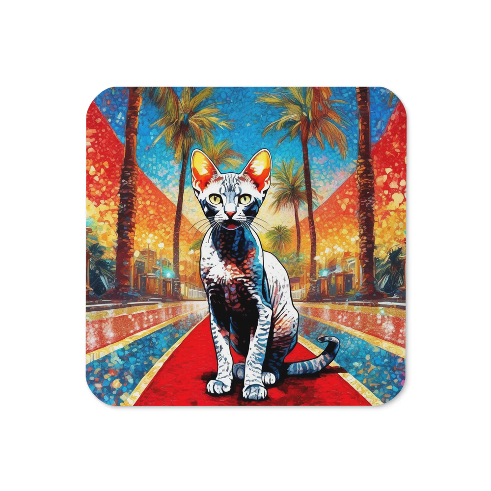 PugMug Custom Tabby Devon Rex Cat Coaster