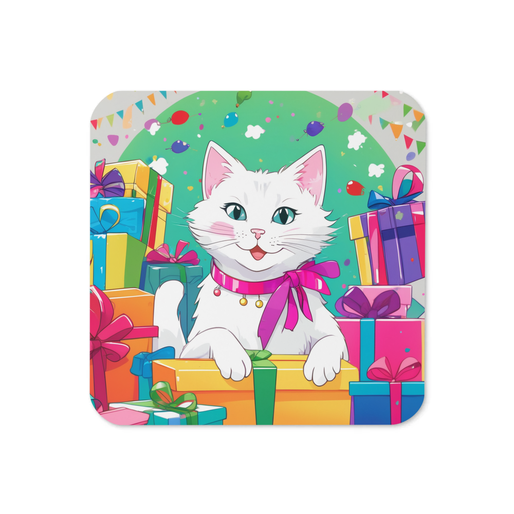 PugMug Custom White Companion Cat Coaster