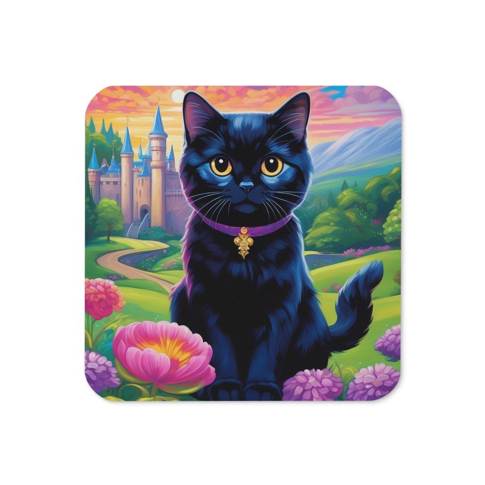 PugMug Custom Black Scottish Fold Cat Coaster